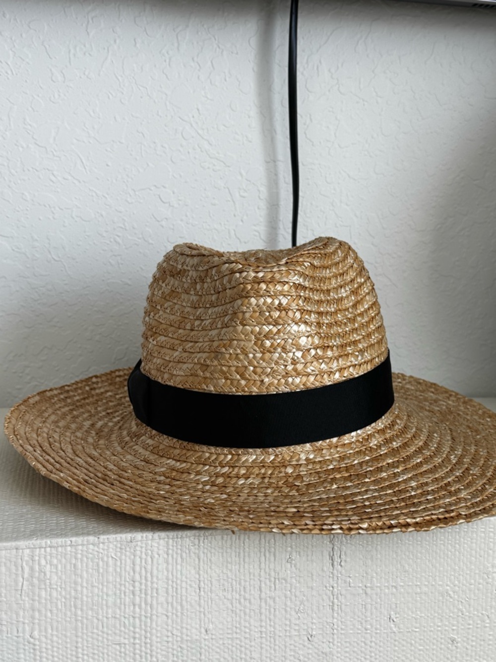 Lack Of Color Natural Straw Fedora with Black Band